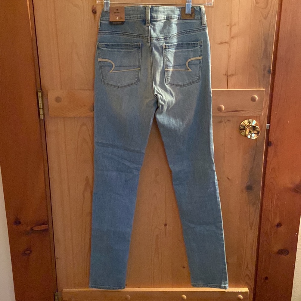 American Eagle Mended Blues Skinny Jeans size 4 - Picture 4 of 5